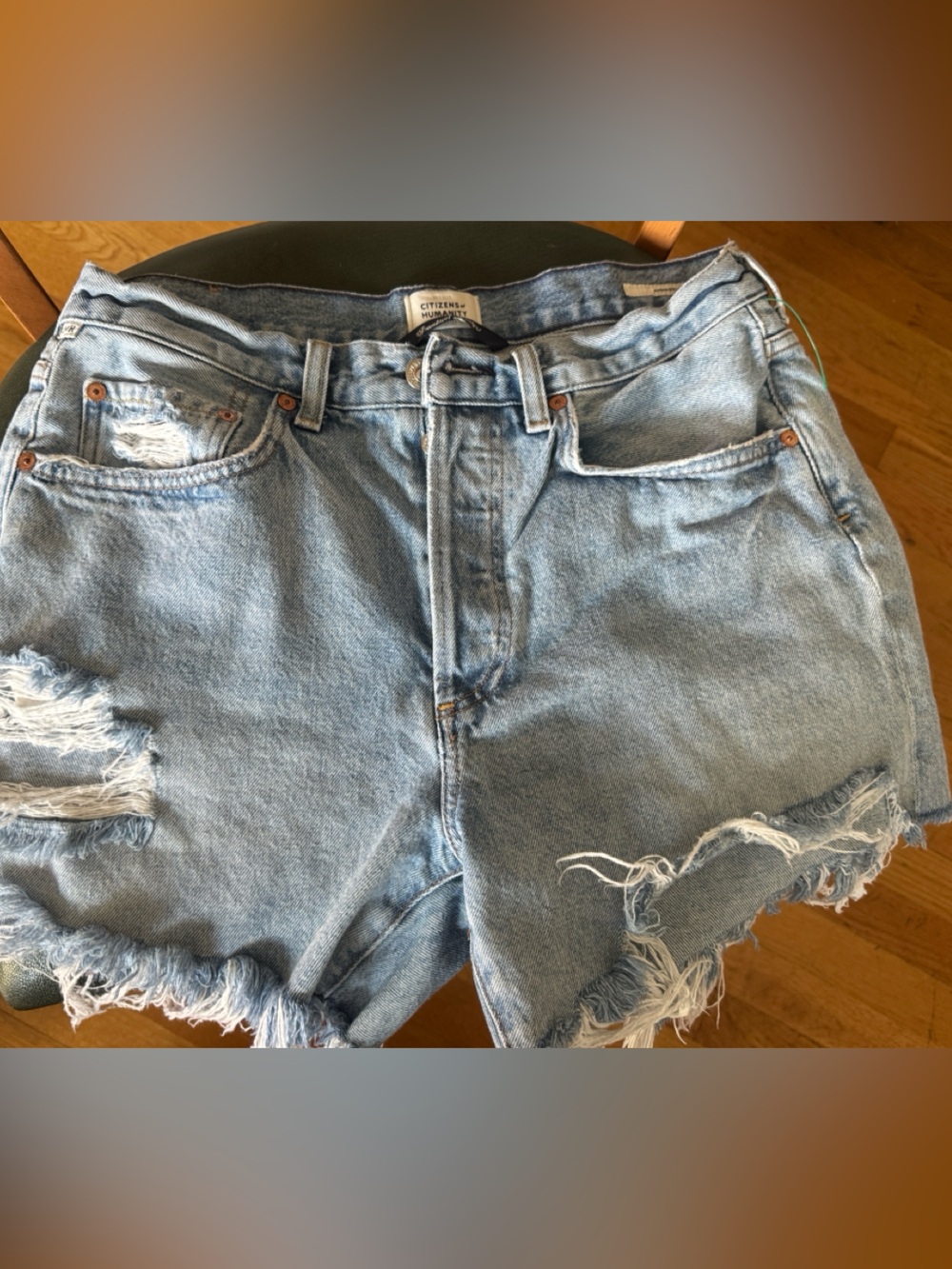 Citizens of Humanity Annabelle Light Blue Denim Shorts with Copper Button
